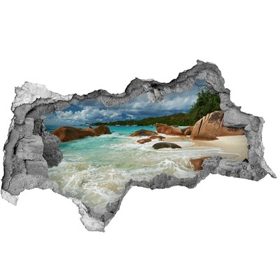 Dziura 3d w ścianie na ścianę Plaża Seszele