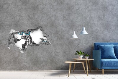 Dziura 3d fototapeta naklejka Żyrafa w okularach