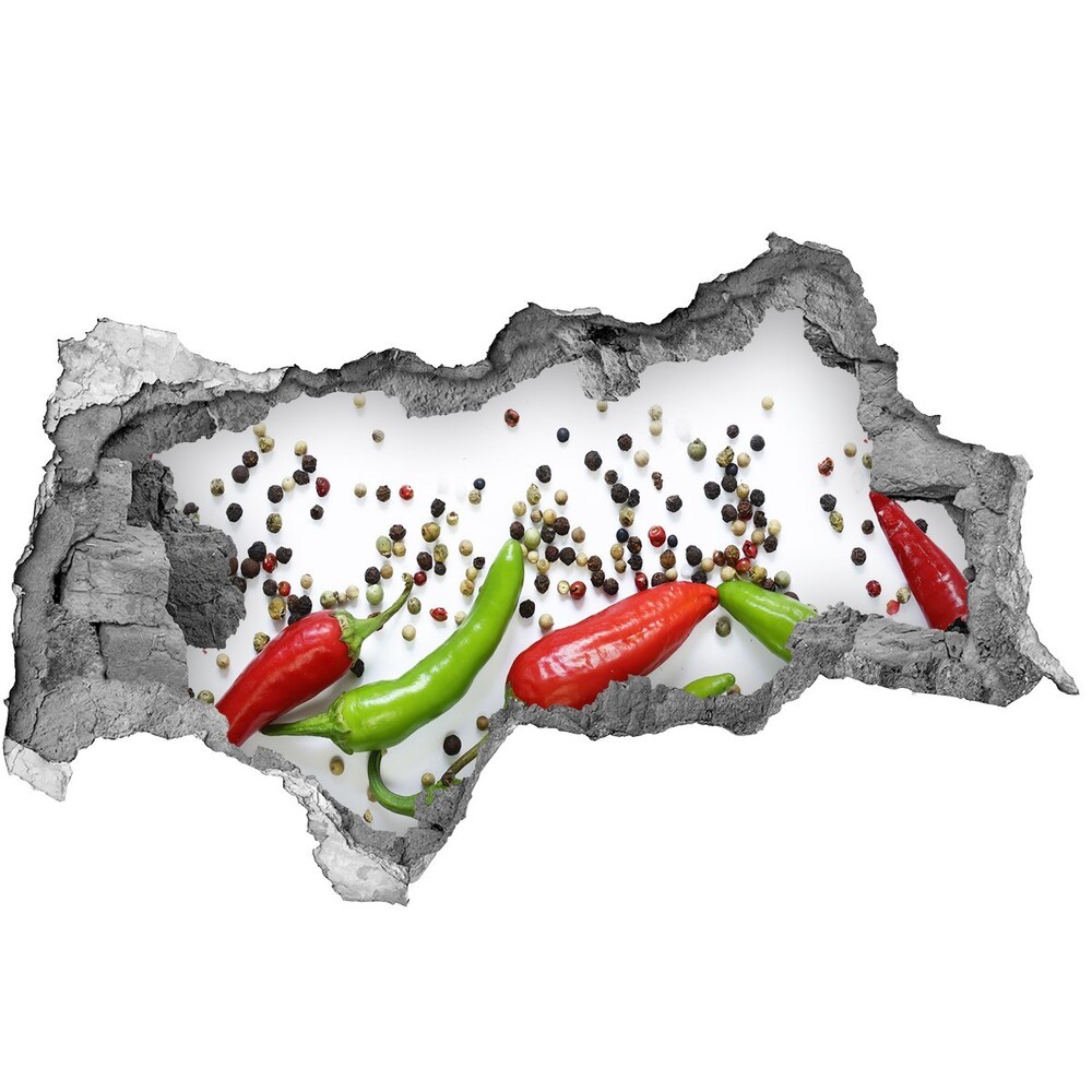 Naklejka 3D dziura na ścianę Papryczki chilli