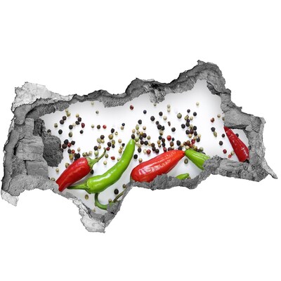 Naklejka 3D dziura na ścianę Papryczki chilli