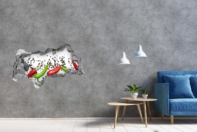 Naklejka 3D dziura na ścianę Papryczki chilli