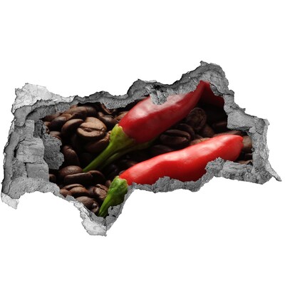 Naklejka 3D dziura na ścianę Chilli i kawa