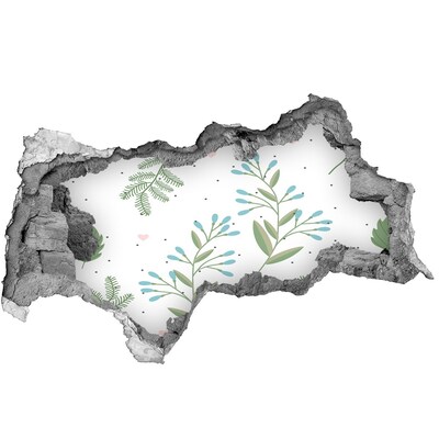 Naklejka 3D dziura na ścianę samoprzylepna Liście