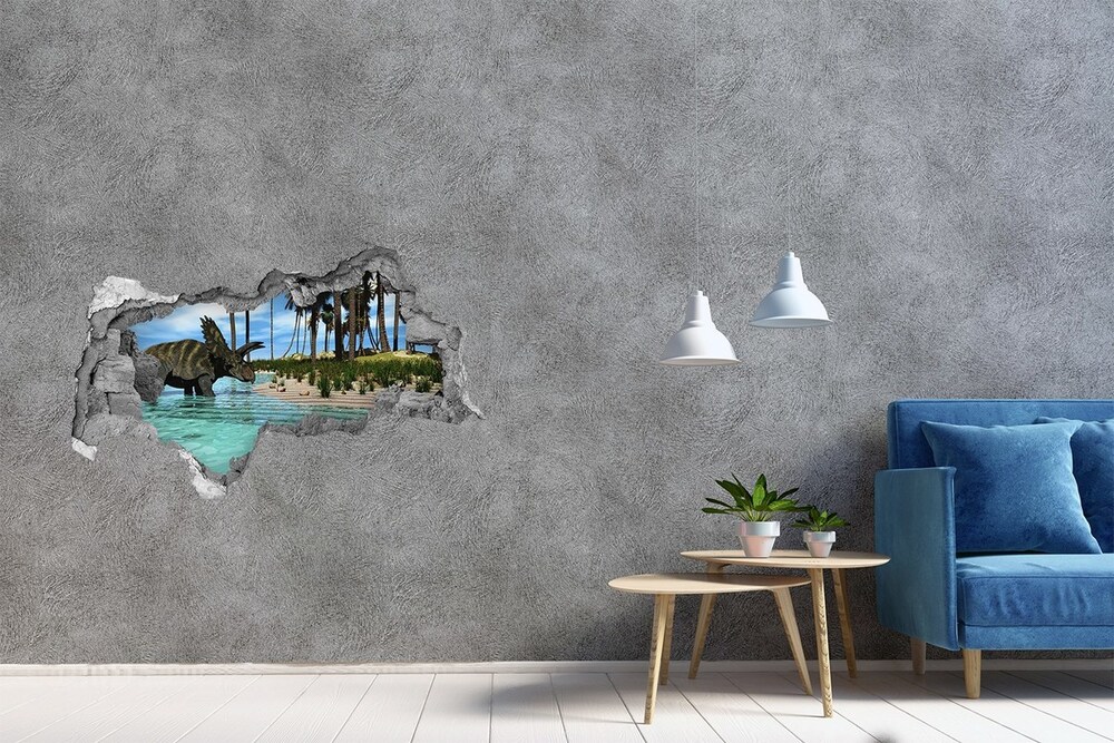 Dziura 3d fototapeta na ścianę Dinozaury