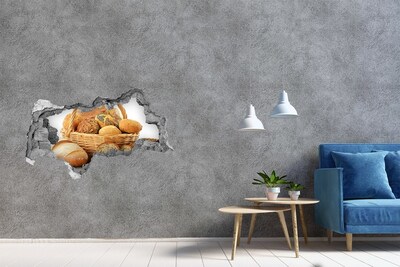 Naklejka 3D dziura na ścianę Pieczywo w koszu