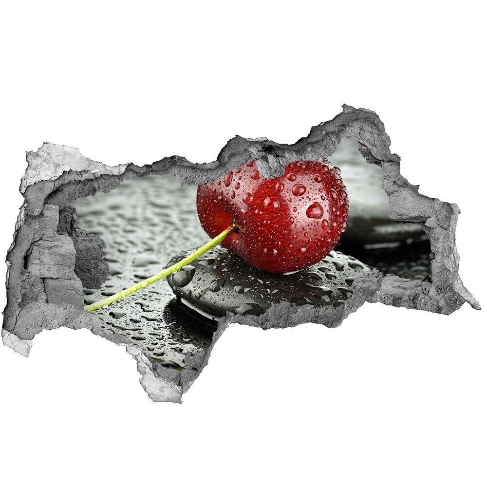 Naklejka 3D dziura Czereśnia w deszczu