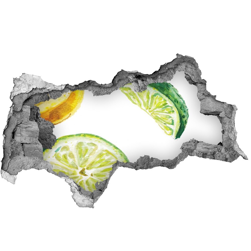 Naklejka dziura na ścianę beton Cytryna i limonka