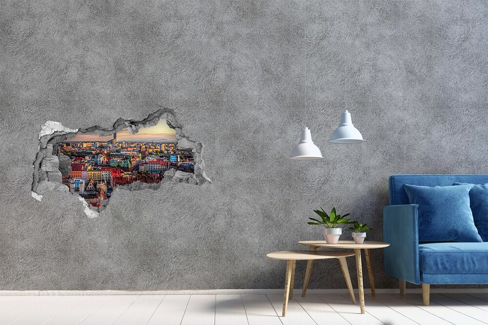 Fototapeta dziura na ścianę 3d Panorama Wrocławia