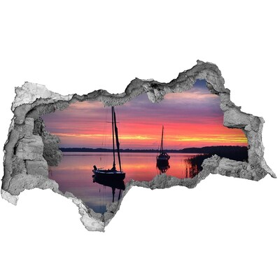 naklejka fototapeta 3D Żaglówki o zachodzie