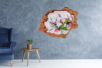 Naklejka 3D dziura na ścianę Kwiaty magnolii