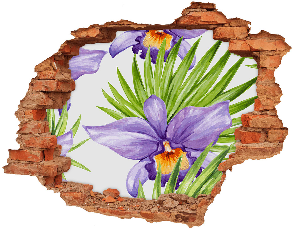 Naklejka 3D dziura na ścianę beton Orchidea