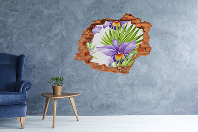 Naklejka 3D dziura na ścianę beton Orchidea
