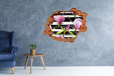 Naklejka 3D dziura na ścianę Magnolia paski