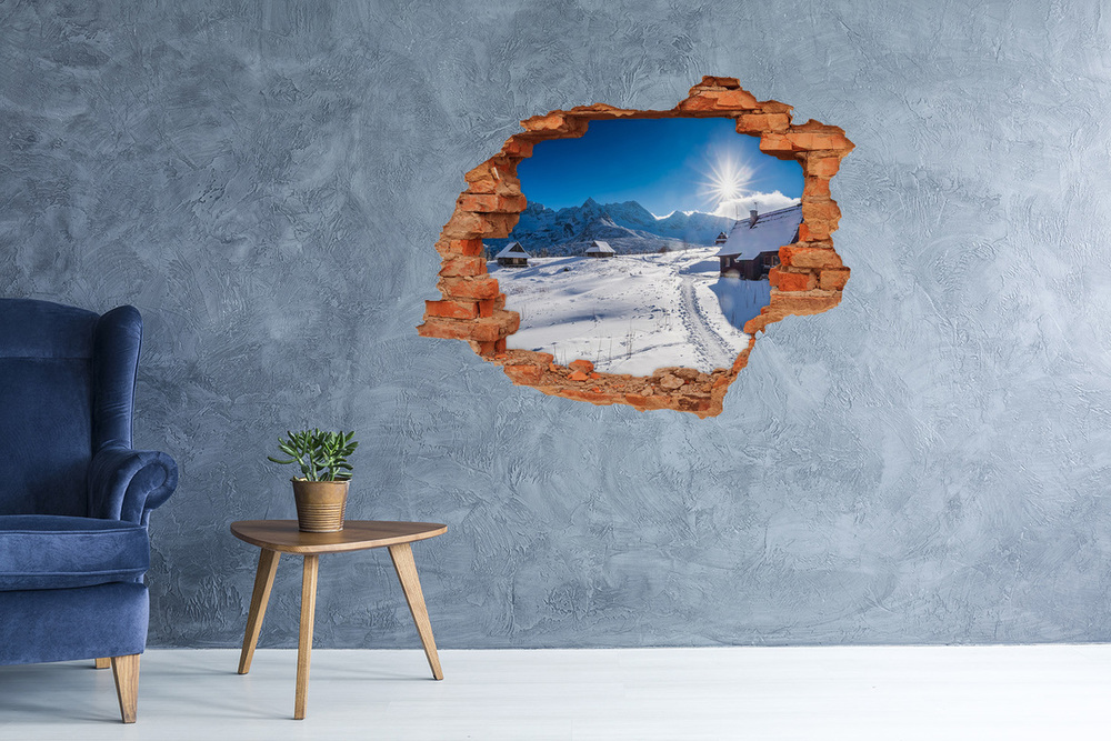 Dziura 3d w ścianie naklejka Hale Tatry