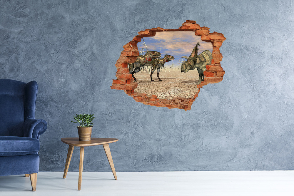 Dziura 3d fototapeta naklejka Dinozaury