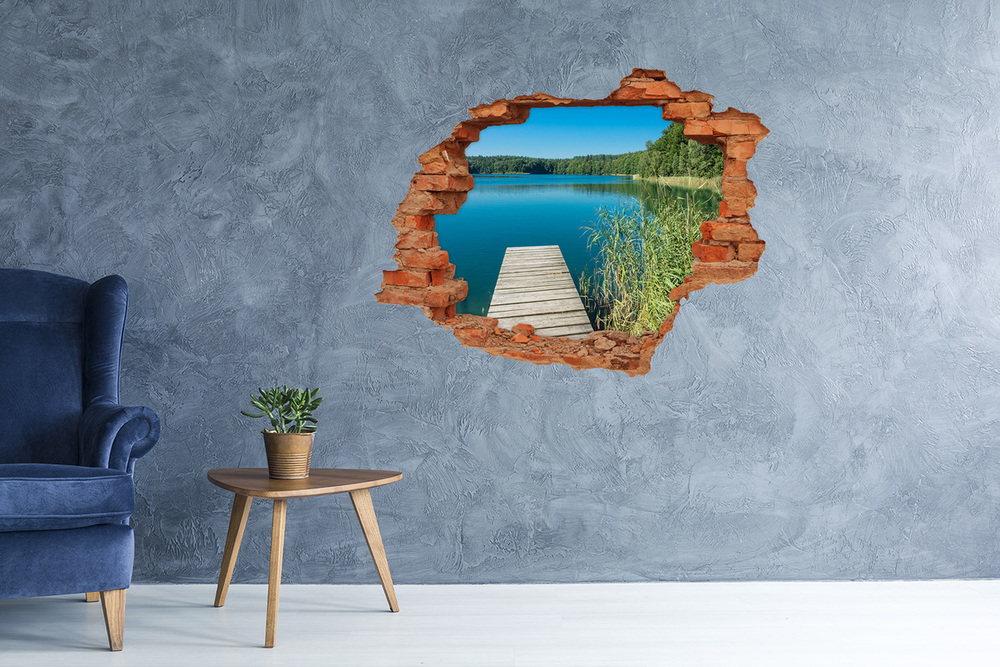 Dziura 3d w ścianie na ścianę Molo nad jeziorem