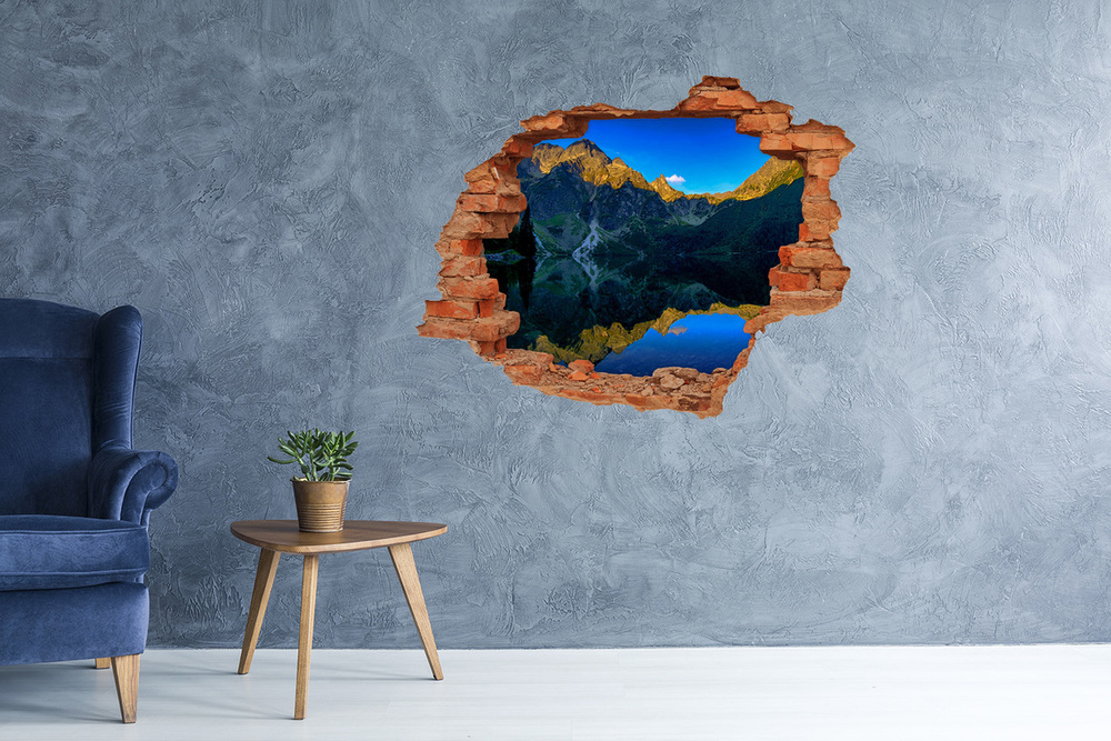 Dziura 3d w ścianie naklejka cegła Tatry