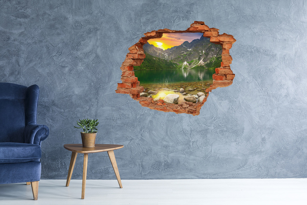 Dziura 3d w ścianie naklejka Morskie oko Tatry