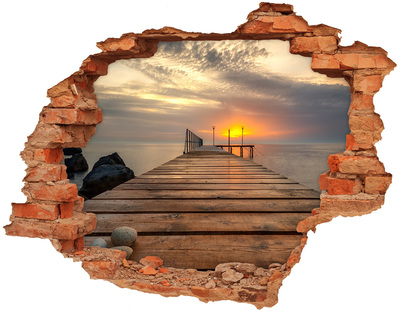 Dziura 3d w ścianie naklejka Drewniane molo