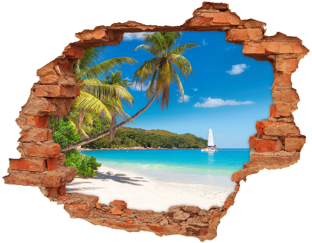 Dziura 3d w ścianie naklejka Tropikalna plaża