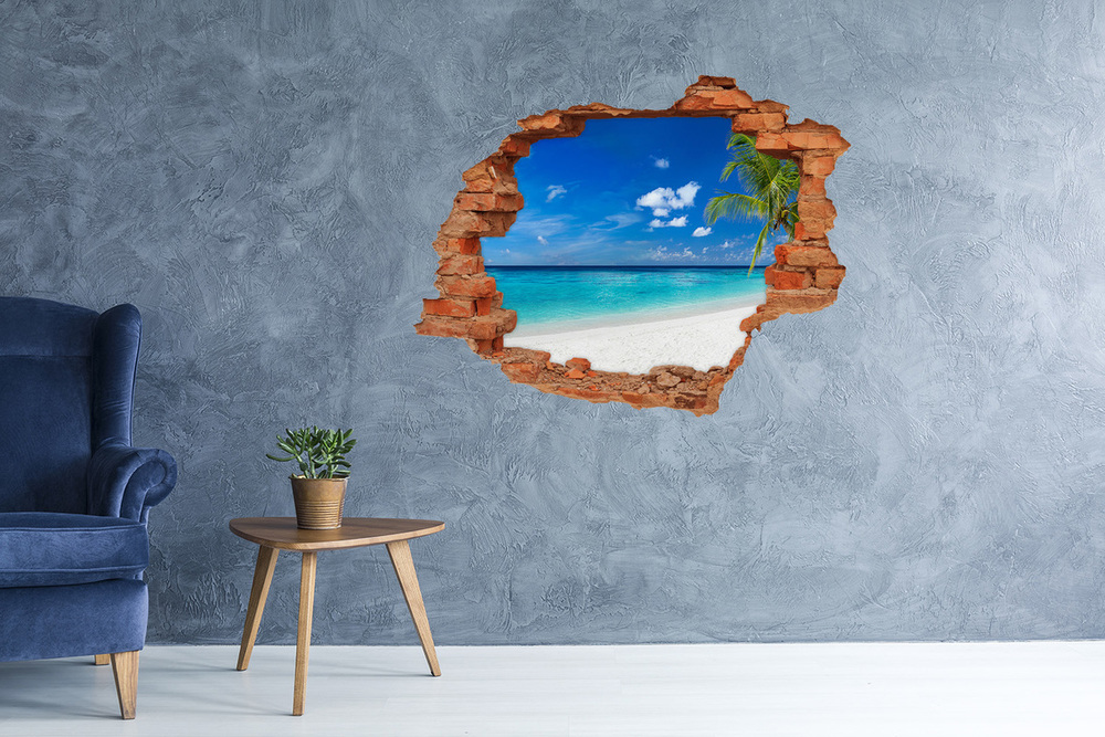 Dziura 3d w ścianie naklejka Tropikalna plaża