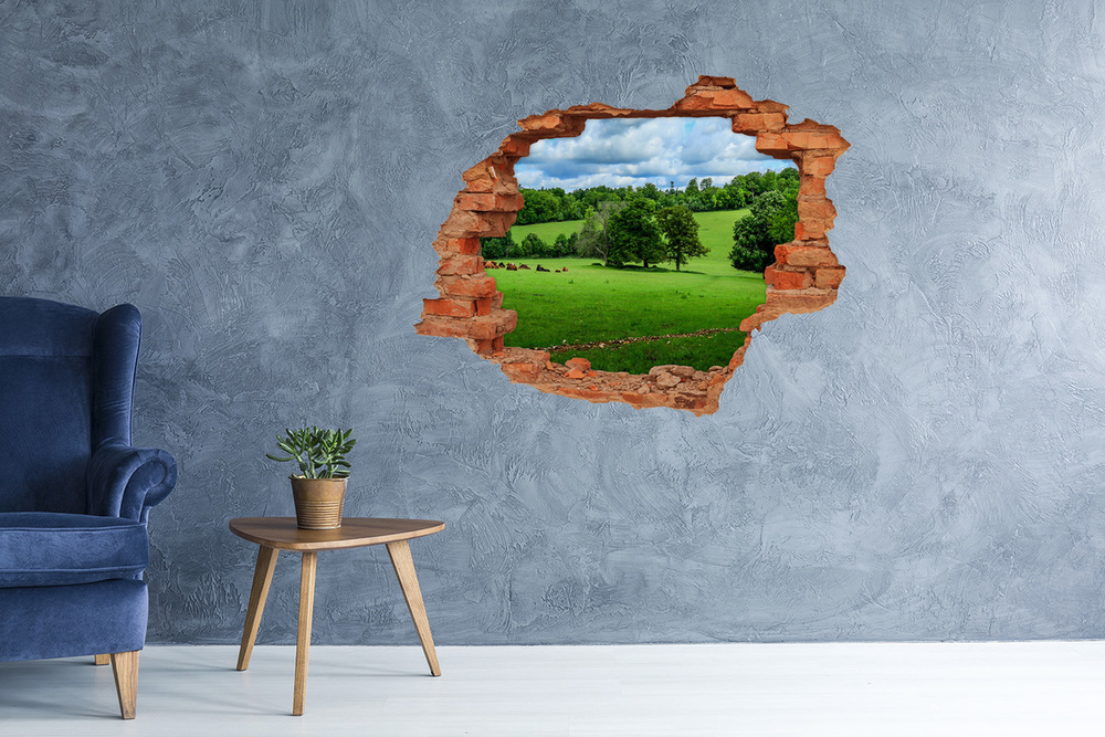 Dziura 3d w ścianie na ścianę Zielone wzgórza