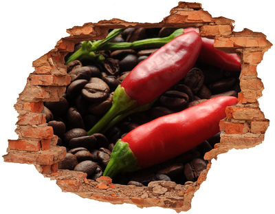 Naklejka 3D dziura na ścianę Chilli i kawa