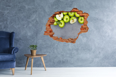 Naklejka 3D dziura okleina Zielone jabłka