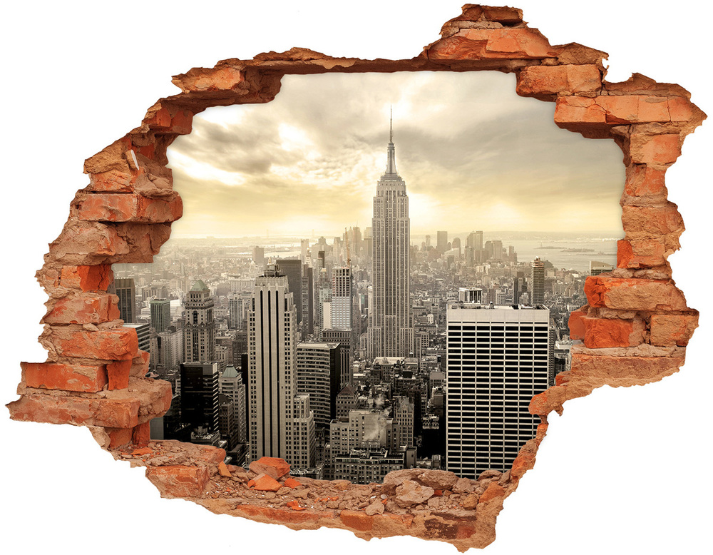 Fototapeta dziura na ścianę 3d Manhattan Nowy Jork