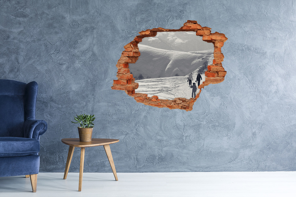 Fototapeta dziura na ścianę Narciarze