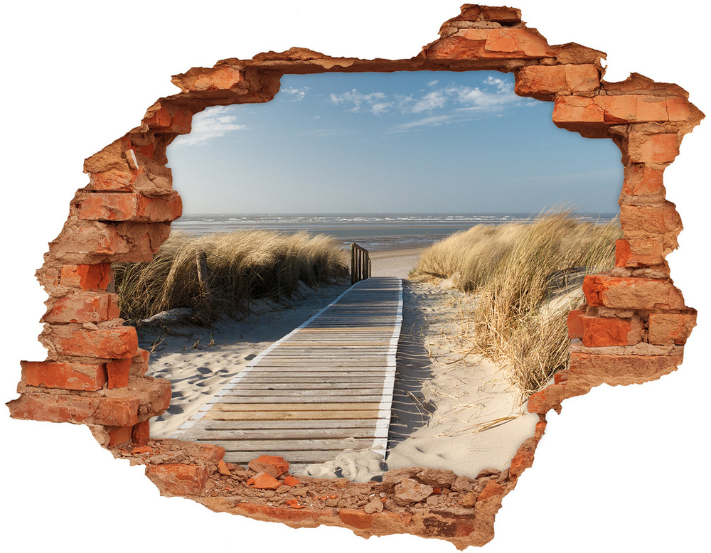 Dziura 3d w ścianie naklejka Ścieżka na plaży