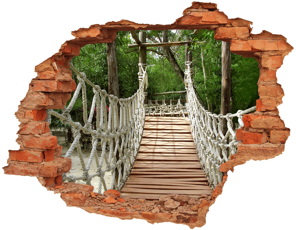 Dziura 3d w ścianie naklejka Most linowy