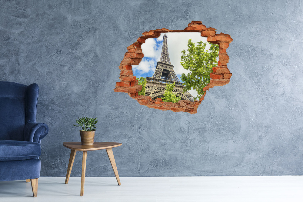 Fototapeta dziura na ścianę 3d Wieża Eiffla Paryż