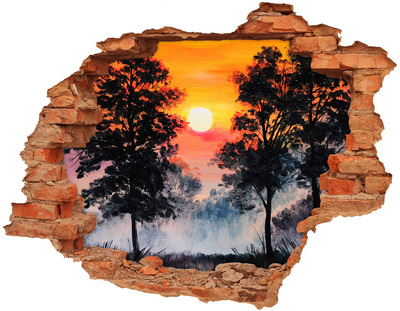 naklejka fototapeta 3D Zachód słońca las