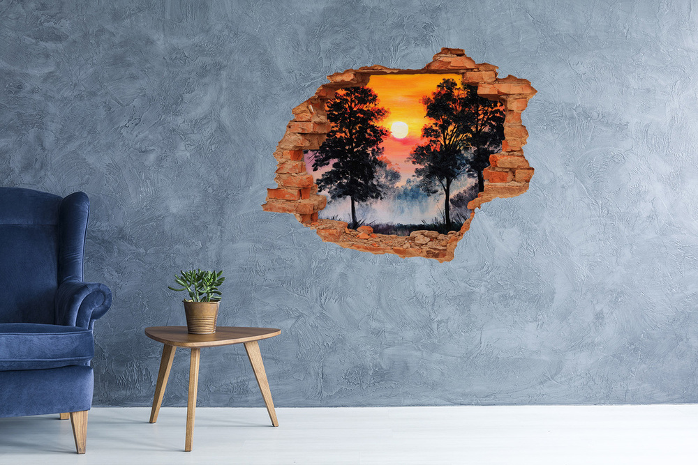 naklejka fototapeta 3D Zachód słońca las