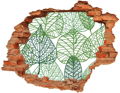 Naklejka 3D dziura Zielone liście wzór