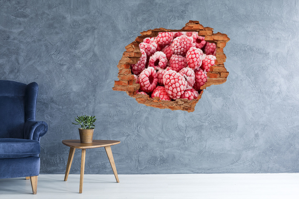 Naklejka 3D dziura na ścianę Zmrożone maliny