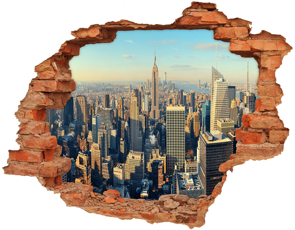 Fototapeta dziura na ścianę 3d Drapacze chmur