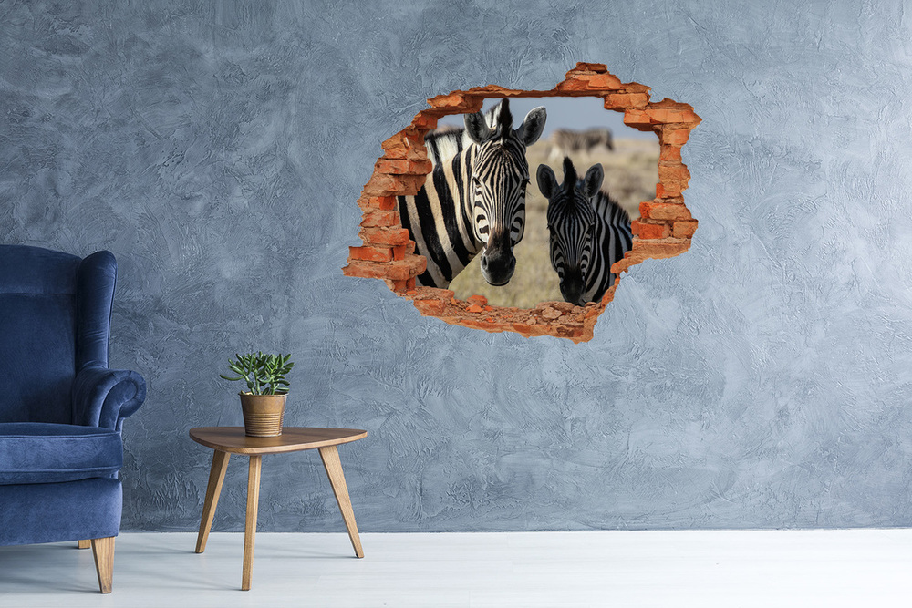 Dziura 3d fototapeta naklejka Dwie zebry
