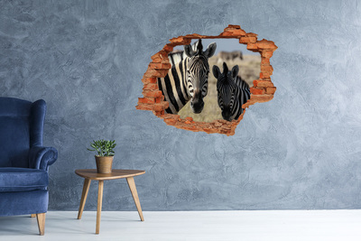 Dziura 3d fototapeta naklejka Dwie zebry