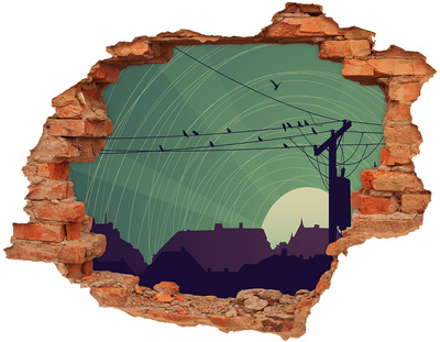 Dziura 3d fototapeta naklejka Ptaki miasto