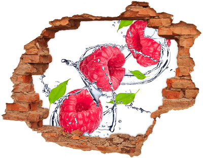Naklejka dziura na ścianę beton Malina i woda
