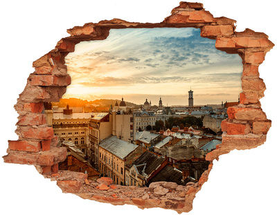 Fototapeta dziura na ścianę 3d Wschód słońca Lwów