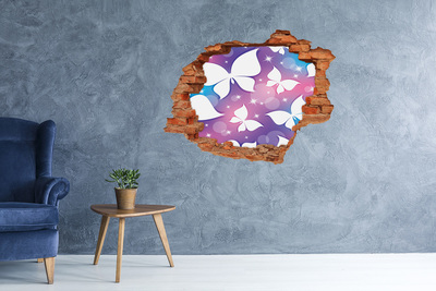 Dziura 3d fototapeta ścienna Naklejka Motyle