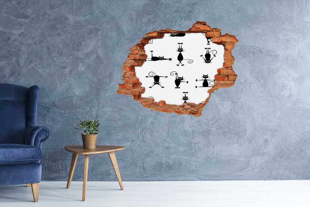 Dziura 3d fototapeta ścienna Koty ilustracja
