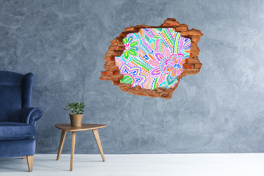 Okleina 3D dziura na ścianę Kwiecisty wzór