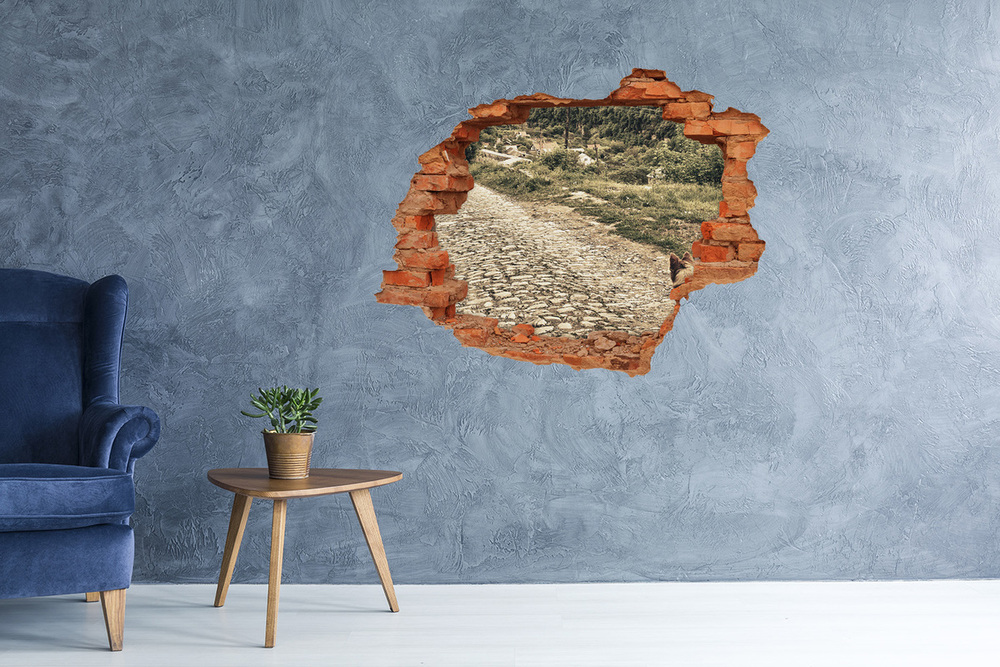 Dziura 3d fototapeta naklejka Dwa psy na wzgórzu