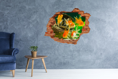 Dziura 3d foto tapeta naklejka Złote rybki