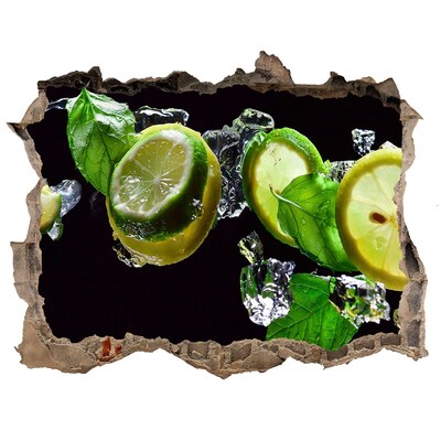 Naklejka 3D dziura na ścianę Limonka i cytryna