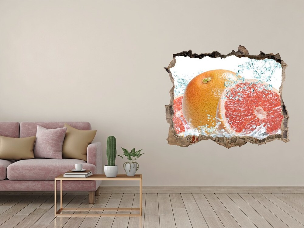 Naklejka 3D dziura na ścianę Grejpfruty